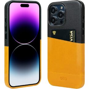 alto Leather Card Case Designed for iPhone 14 Pro Max, Metro Series Handmade Premium Italian Leather Wallet Case with Drop Protection (6.7 inch, iPhone 14 Pro Max, Brown and Black)