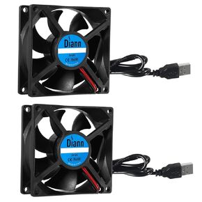 DIANN 2pcs 8025 Computer Fan 5V USB PC Fan 80mm Fan 5V USB Brushless 8025 80x25mm Fan for Cooling PC Computer Case CPU Coolers
