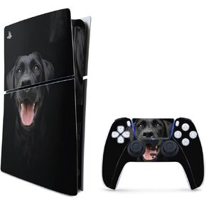 MightySkins Skin Compatible with Playstation 5 PS5 Slim Digital Edition Bundle - Black Lab | Protective, Durable, and Unique Vinyl Decal wrap Cover | Easy to Apply | Made in The USA