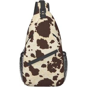 VOOHDDY Cow Print Vintage Sling Bag For Women Men Travel Hiking Backpack Crossbody Shoulder Chest Bags Casual Daypack Sport