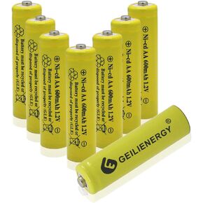 GEILIENERGY AA Size NiCd AA 600mAh 1.2V Rechargeable Batteries for Solar Lamp Solar Light(8 PCS)