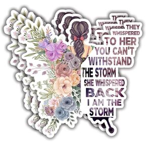(3pcs) She Whispered Back I Am The Storm Sticker Funny Sayings Motivational Quotes Inspirational Message Vinyl Decal for Tumbler Laptop Kindle Water Bottles Books Phone - Size 3x3