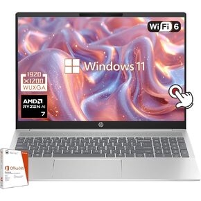 HP Pavilion 16" Touchscreen Laptop, AMD Ryzen 7 8840U, WUXGA (1920 x 1200), 16GB LPDDR5-6400Mhz RAM, 1TB PCIe SSD, Copilot PC, Wi-Fi 6, 1080p Webcam, Windows 11, w/Office 365