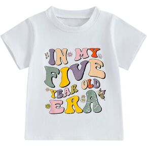 Kids Toddler Baby Girls Birthday T-shirt in My ONE/TWO/THREE/FOUR/FIVE/SIX Year Old Era Retro Groovy Top