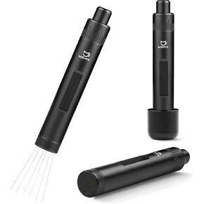 MEION Retractable WDT Espresso Distribution Tool Espresso Stirrer Tools, 0.35mm 6 Needles Coffee Distributor with Extra 6 Replaceable Needles, Espresso Machine Accessories for Barista (Black, V2)