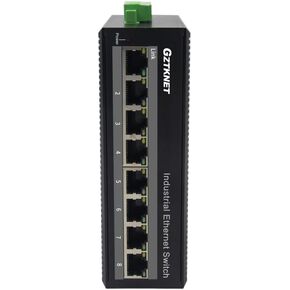 8-Port POE Industrial Unmanaged Ethernet Switch, 10/100/1000Mbps, IEEE 802.3af/at, DIN-Rail Mount, IP30, EMC Level 4, -40° to 165°F, Redundant Power DC48-57V