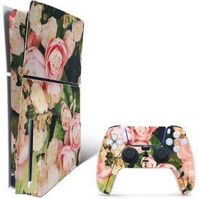MightySkins Skin Compatible with Playstation 5 Slim Disk Edition Bundle - Faded Roses | Protective, Durable, and Unique Vinyl Decal wrap Cover | Easy to Apply | Made in The USA