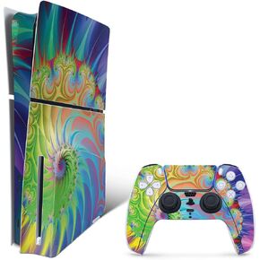 MightySkins Skin Compatible with Playstation 5 Slim Disk Edition Bundle - Color Fractal | Protective, Durable, and Unique Vinyl Decal wrap Cover | Easy to Apply | Made in The USA