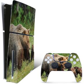 MightySkins Skin Compatible with Playstation 5 Slim Disk Edition Bundle - Grizzly | Protective, Durable, and Unique Vinyl Decal wrap Cover | Easy to Apply | Made in The USA