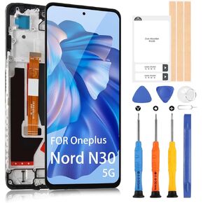 for Oneplus Nord N30 5G Screen Replacement - for OnePlus Nord N30 5G LCD Display CPH2513 CPH2515 Touch Screen Digitizer Assembly Repair Parts (Black with Frame)