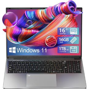 Bigasuo 16 بوصة كمبيوتر محمول مع ذاكرة الوصول العشوائي 16 جيجابايت ، 1 تيرابايت SSD ، معالج Intel N100 ، عرض 1200 بكسل ، Windows 11 ، دفتر ملاحظات خفيف الوزن مع فتح بصمات الأصابع وعمر البطارية الطويل للأعمال ، الدراسة ، الدراسة