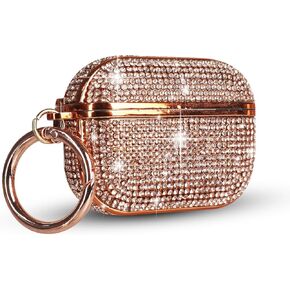LUVI for AirPods 4 Diamond Case Rhinestone Bling Glitter Crystal Shiny Sparkle Cute for AirPods 4 Cover for Girls Women Wireless Charging Luxury Skin for Apple AirPods 4 Rose Gold