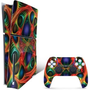 MightySkins Skin Compatible with Playstation 5 Slim Disk Edition Bundle - Fabric Fractal | Protective, Durable, and Unique Vinyl Decal wrap Cover | Easy to Apply | Made in The USA