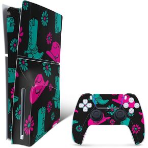 MightySkins Skin Compatible with Playstation 5 Slim Disk Edition Bundle - Neon Cowgirl | Protective, Durable, and Unique Vinyl Decal wrap Cover | Easy to Apply | Made in The USA