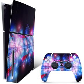 MightySkins Skin Compatible with Playstation 5 Slim Disk Edition Bundle - Neon Eq | Protective, Durable, and Unique Vinyl Decal wrap Cover | Easy to Apply | Made in The USA