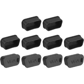 uxcell Silicone VGA Port Cover, 5Pcs Computer Laptop Anti Dust Cover Dust Plug Caps, Anti Dust Stopper Protector Plugs for Desktop Computers, Stereos, Monitors, Laptops (Black)