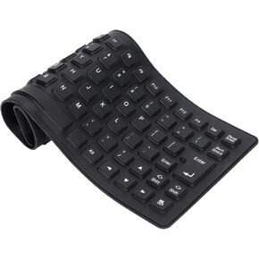 Silicone Folding Keyboard Portable Soft Keyboard Kit, USB Wired Silicone Keyboard for PC 85 Keys Standard Keyboard Light Weight Silent and Soft Flexible Keyboard Tool Waterproof (Black)