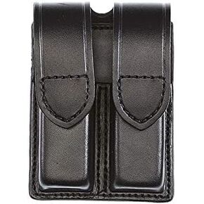 Aker Leather Products Double Magazine Pouch Aker Leather 510 Double Magazine Pouch, Plain, 45 Double Stack, Hidden Snap, Black