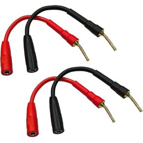 Sam&Johnny Pin Banana Plugs to 4mm Female Banana Jack Speaker Audio Adapter, 4-Packs 2mm Pin Plug Screw Type, 3 Inches Banana Plug Adapter Cable