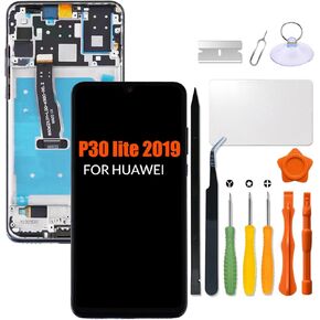 Replacement for Huawei P30 Lite 2019 | Nova 4e LCD Screen With Frame for P30 lite 24MP MAR-LX3A MAR-LX2 MAR-L21 MAR-LX3 MAR-LX1 LCD Touch Screen Display Panel Digitizer Assembly with Repair kit(BLACK)