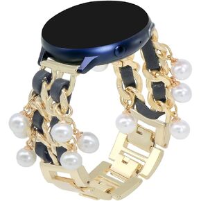 فرقة سوار Lureen متوافقة مع Samsung Galaxy Watch 7/6/5/4 40mm 44mm/Watch 6 Classic 43mm 47mm/Watch 5 Pro 45mm/Watch 4 Classic/Active 2 Band ، فرقة جلدية معدنية 20 مم مع معلقات سحر النساء