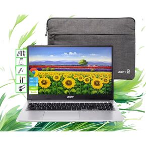 Acer Chromebook | 15" HD Laptop| 4GB RAM| 128GB SSD & 128GB Card & 128GB Portable SSD| Intel 4-Core CPU| Webcam| USB-C| Wi-Fi| Bluetooth| Ultra Light| Long Battery Life| Gemini-AI Chrome OS| LE Bundle