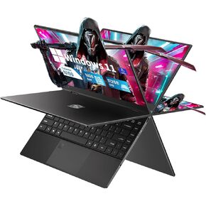 Touchscreen Laptop Computer, 14 Inch FHD Touch Screen 2 in 1 Laptop, 12th Gen N100 Processor, 16GB +512GB, Windows 11 pro, Wi-Fi 6, BT 4.2, Backlit Keyboard, Fingerprint Unlock, Type-C, 2MP Cam