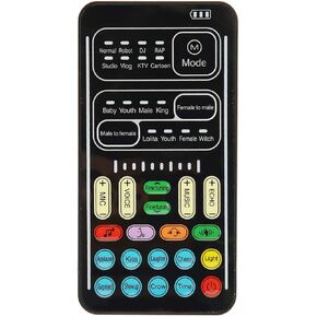 Portable Voice Changer, 450mah 5V Handheld i9 Live Sound Card, Multifunctional Sound Changer Mini Voice Modulator with LED Light for Mobile Phone Computer Tablet Game Devices, 8(I9 English Edition)