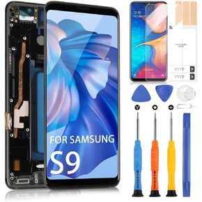 Screen Replacement for Samsung Galaxy S9 LCD Display for Samsung S9 Screen Touch Digitizer SM-G960U SM-G960F SM-G960W Assembly with Repair Tools(Black with Frame)