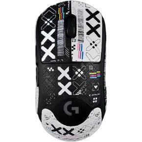 شريط قبضة الماوس تغطية كاملة لـ Logitech GPW/VIPER ذاتيا اللصق المسبق المقاوم للعرق المقاومة للعرق (أبيض وأسود printsteam_lizard ، لـ G Pro Wireless)