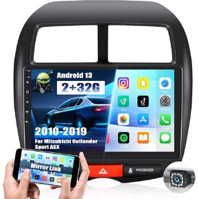 Android 13 Car Stereo for Mitsubishi Outlander Sport ASX 2010-2019 with iOS/Android Mirror Link,9" HD Touchscreen Car Radio with WiFi,GPS Navigation,Bluetooth,FM Radio,SWC+Backup Camera 2G+32G