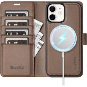 Compatible Magsafe Magnetic 2 in 1 Detachable iPhone 11 Wallet Case with Card Holder Credit Card Slots Men Women,PU Leather RFID Blocking Flip Kickstand for Apple 11 6.1",Coffee