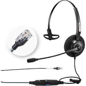 Arama Phone Headset RJ9 with Microphone Noise Cancelling, Telephone Headset Compatible with Polycom Mitel Shoretel Plantronics Fanvil Alcatel-Lucent HUWEI NEC Siemens Aastra Landline Phones