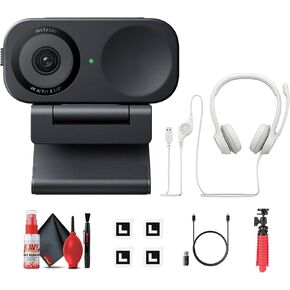 Insta360 Link 2C 4K AI Webcam (CINSABNA) Bundle for Streaming, Video Calls, Gaming, Bundle with Gaming Headset, Tabletop Tripod, Full Cleaning Kit and More Accessories