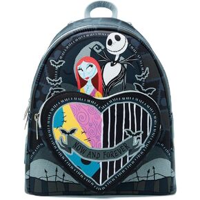 Loungefly The Nightmare Before Christmas Jack & Sally Split Heart Mini Backpack MULTI NONE