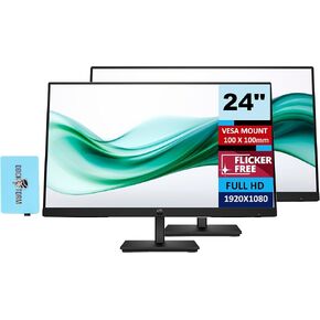 HP Series 3 Pro 23.8 inch FHD Monitor Bundle with Docztorm Dock, 23.8" FHD IPS (1920x1080) 100Hz Display, VESA Mount (100x100mm), Ideal for Home & Business (2 Pack)