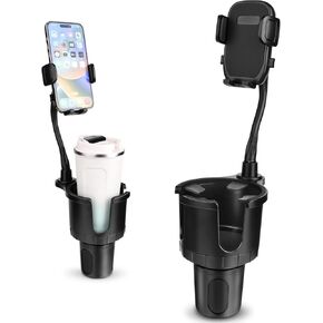 2 in 1 Cup Holder Phone Mount for Car, Car Phone Holder with Adjustable Gooseneck Cellphone Holder, Long Arm with 360° Rotation Universal Cup Holder, Compatible with All 4-7 in Cell Phones