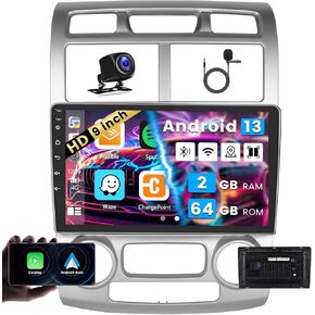 Roinvou 2+64G Car Radio for Kia Sportage 2005 2006 2007 2008 2009 2010, 9" Touch Screen with Wireless CarPlay Android Auto Mirror Link WiFi Bluetooth FM RDS Backup Camera