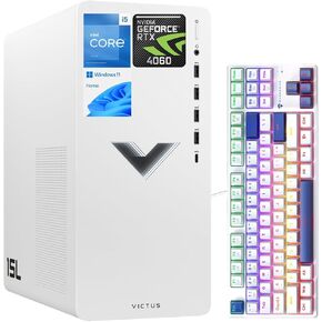 HP Victus 15L RTX 4060 Tower Gaming Desktop, Intel i5-14400F (Beats Intel i7-13650HX), NVIDIA GeForce RTX 4060, 64GB RAM, 2TB SSD, VGA, Wi-Fi 6, Win11 Home, Machenike Mechanical Gaming Keyboard Bundle