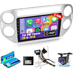 NHOPEEW [2+64G] Android Car Radio for VW Tiguan 2010-2015 - 9 inch Touchscreen DSP Audio - Wireless Carplay & Android Auto, GPS, WiFi, Mirror Link, SWC + AHD Backup Camera + Canbus