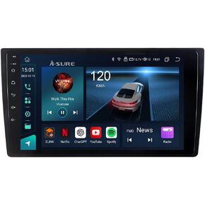 ASURE 9inch Car Stereo Radio for VW Jetta A7 2019-2023,8Core 4+64GB Android GPS Navigation Unit with Wireless Carplay,Android Auto,Touchscreen Multimedia Player