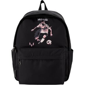 Messi Women's Lifestyle Backpack, Bookbag with Pockets & Adjustable Straps, Black, One Size