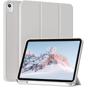 for iPad 10th Generation Case 10.9 inch 2022 with Pencil Holder, Smart Trifold Stand iPad Case with Soft TPU Back Cover, Support Touch ID, Auto Wake/Sleep, Gray