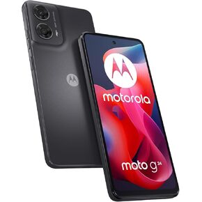 Motorola Moto G24 128GB 6.56" Extra Bright 90Hz Display, 5000mAh Battery, 50MP Camera, Android 14, Charcoal Gray