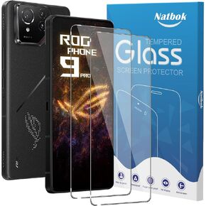 2 Pack Compatible with ROG Phone 9/9 Pro/ROG Phone 8 Pro/ROG Phone 9 FE Screen Protector,9H Tempered Glass Film,HD Clear Scratch Resistant,Bubble-Free for ROG Phone 9 Pro Screen Protector