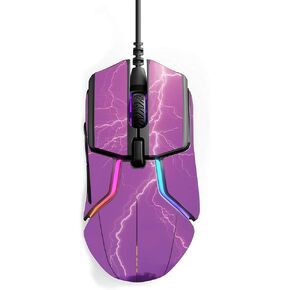 MightySkins Skin Compatible with SteelSeries Rival 600 Gaming Mouse - Purple Lightning | Protective, Durable, and Unique Vinyl wrap Cover | Easy to Apply, Remove, and Change Styles | Made in The USA