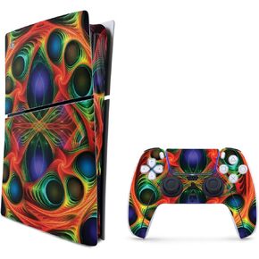 MightySkins Skin Compatible with Playstation 5 Slim Digital Edition Bundle - Fabric Fractal | Protective, Durable, and Unique Vinyl Decal wrap Cover | Easy to Apply | Made in The USA