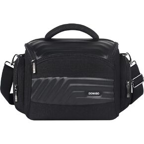 DOMISO Waterproof Camera Storage Bag Soft Padded DSLR SLR Camera Case Anti-Shock Shoulder Bag Compatible for Nikon/Canon/Sony/Pentax/Olympus/Samsung, Bright Black
