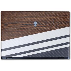 Carbon Fiber Laptop Skin Compatible with Alienware M16 R2 (2024) - Wood Formal - Premium 3M Vinyl Protective Wrap Decal Cover - Easy to Apply | Crafted in The USA by MightySkins