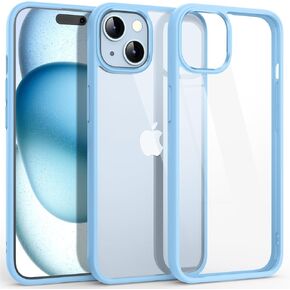 Supdeal Shockproof Clear Case for iPhone 15, [Not Yellowing] [10FT Military Drop Protection] Hard Clear Back Silicone Edge Four Corner Airbags Drop Protection Phone Cover, 6.1 inch, Sierra Blue